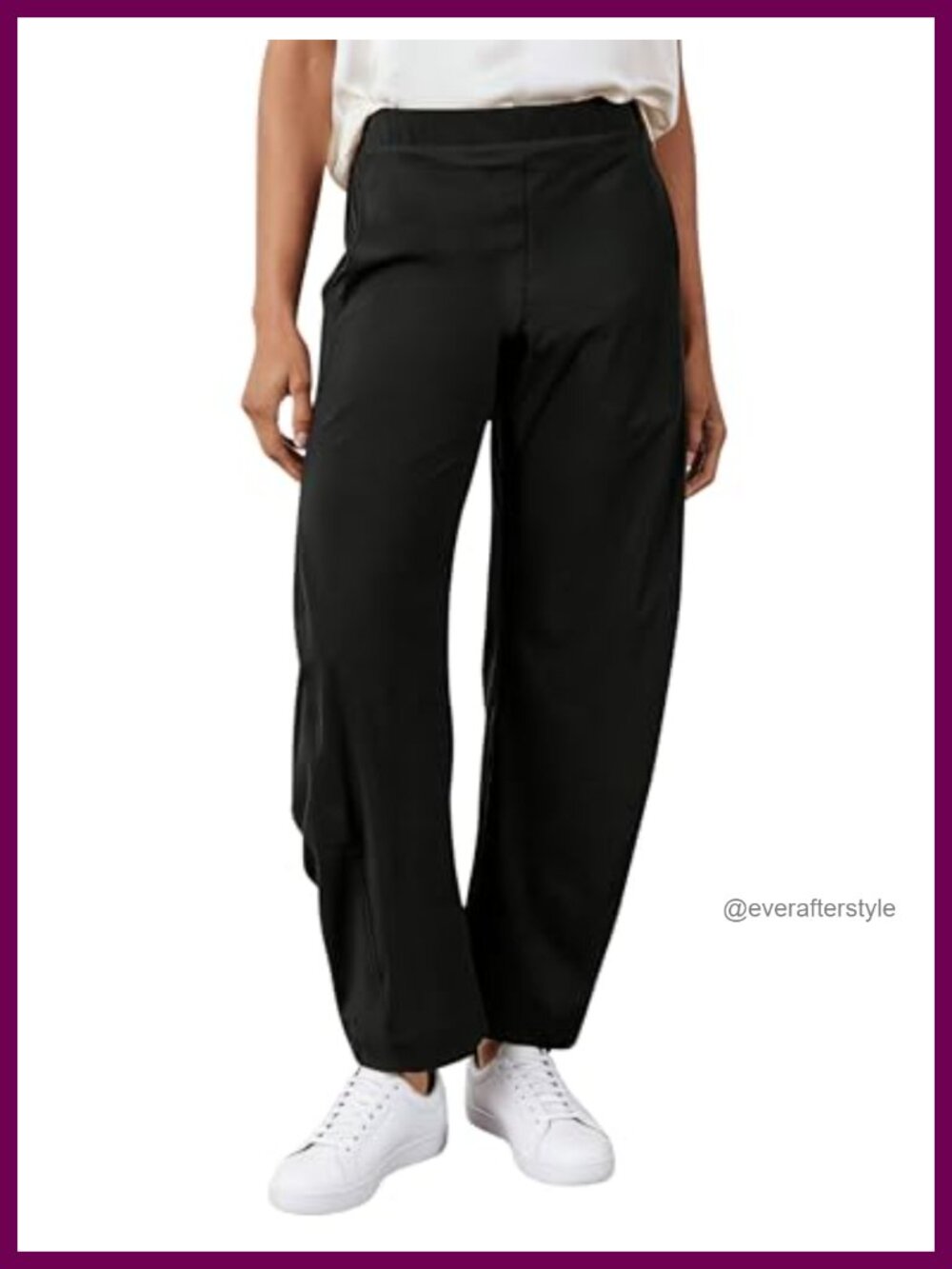 Cotton Linen Palazzo Pants Elastic Waist Tapered Barrel Leg Casual Capri